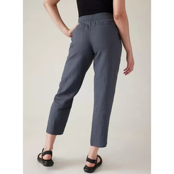 ATHLETA Voyager 100% LINEN PANTS Size 8 Granite Blue - Picture 3 of 9